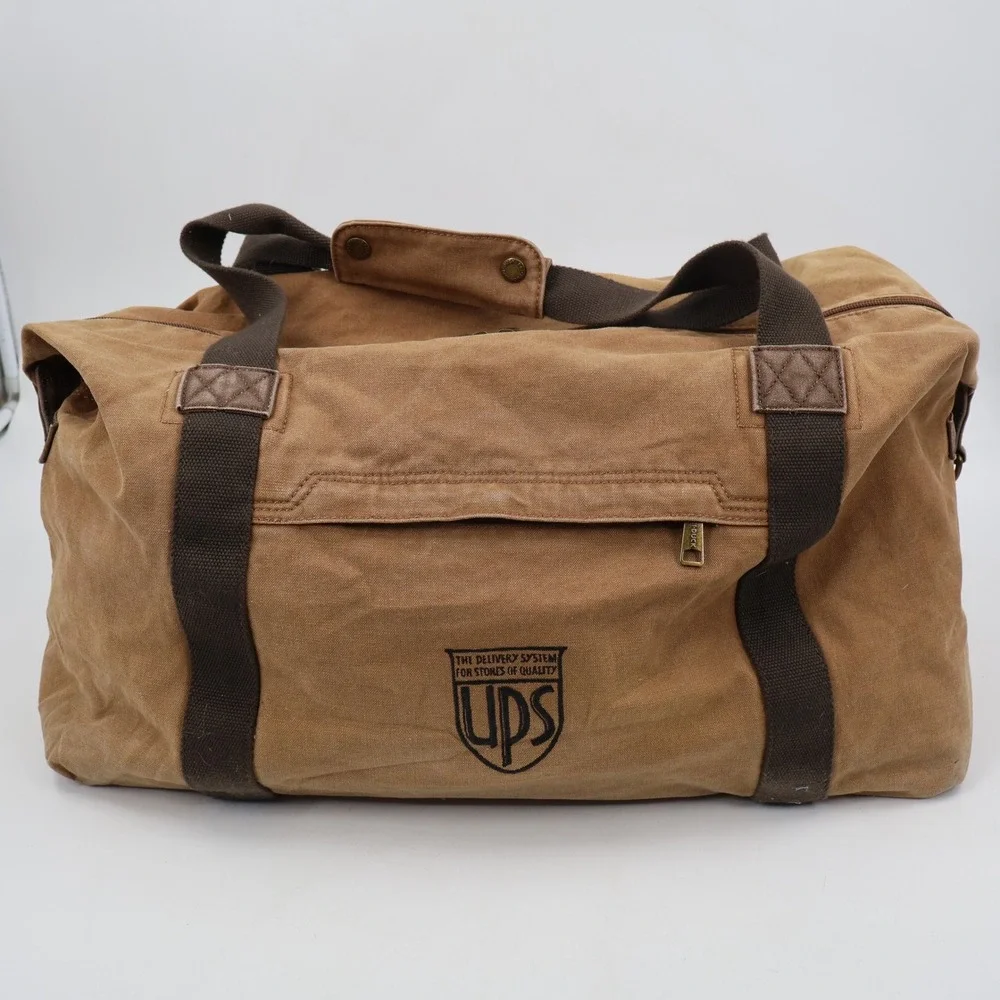 Dri Duck Duffel Bag Unisex Large Brown Canvas Vintage UPS Logo Travel Carryall